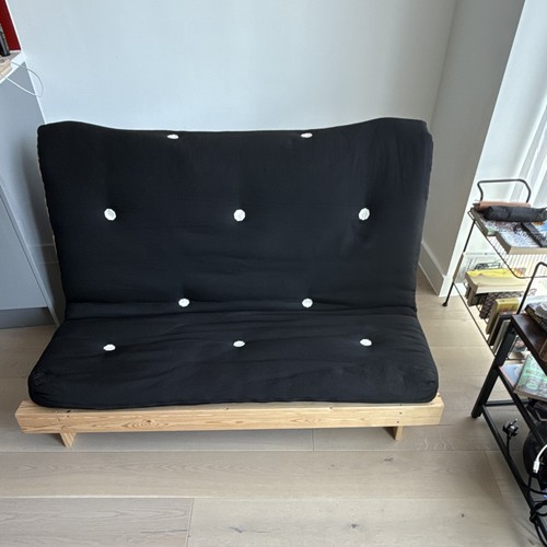 Black tufted futon sofa bed - futon,