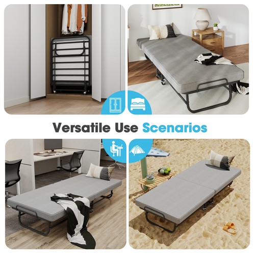 Fold guest single bed - up,