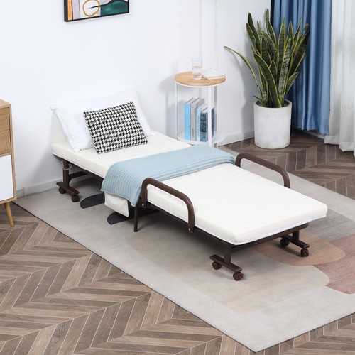 Folding bed with mattress - with,